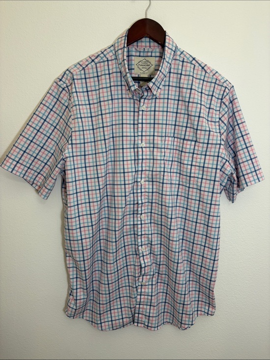St. John's Bay Other - St. John’s Bay Short Sleeve White Pink Blue Plaid Button-Down Shirt